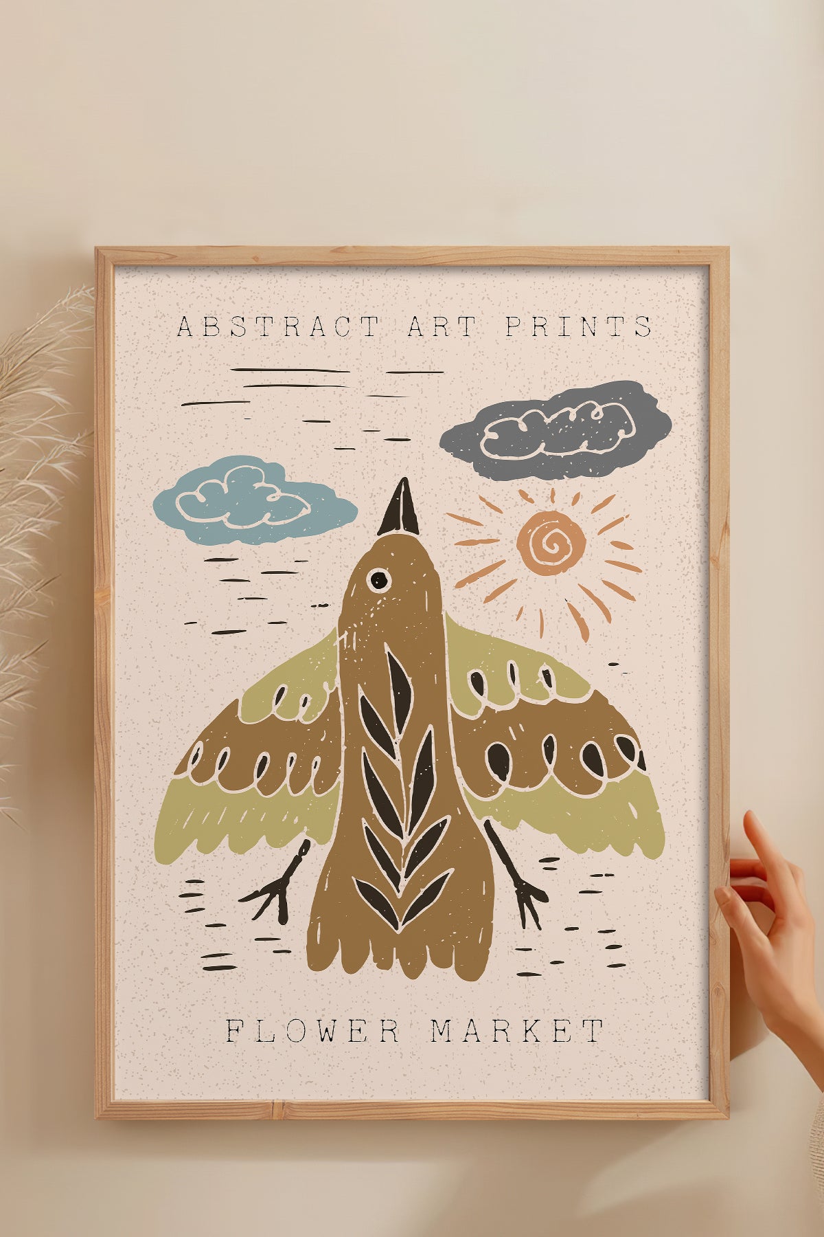 HOMEPACK Ahşap Çerçeveli Tablo Çerçeveli Poster Sanatsal Modern Duvar Dekoru FLOWER-42