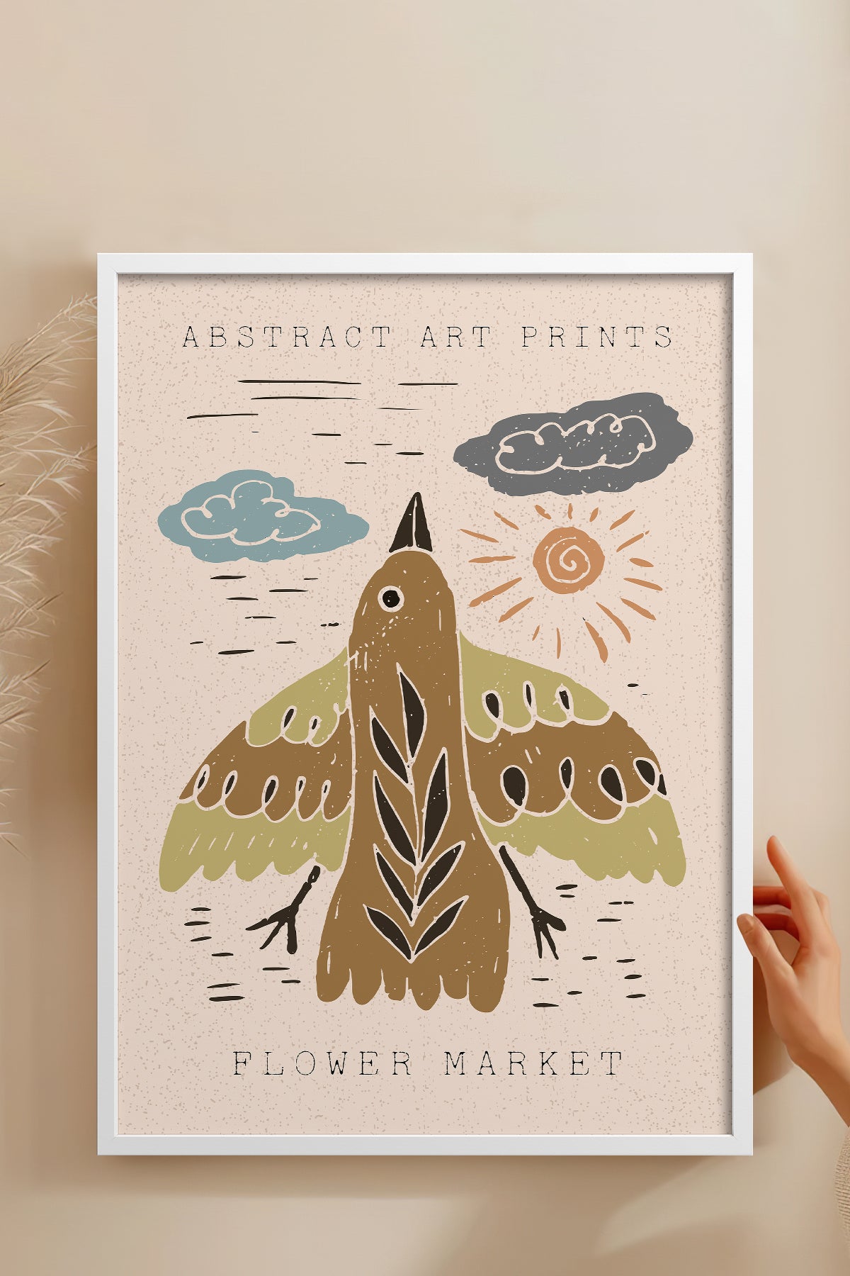 HOMEPACK Ahşap Çerçeveli Tablo Çerçeveli Poster Sanatsal Modern Duvar Dekoru FLOWER-42