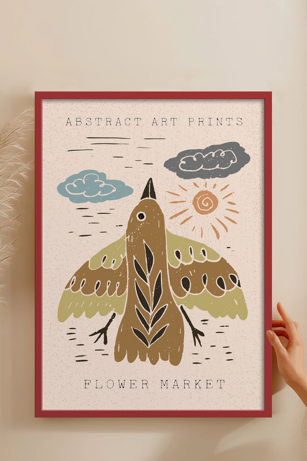 HOMEPACK Ahşap Çerçeveli Tablo Çerçeveli Poster Sanatsal Modern Duvar Dekoru FLOWER-42