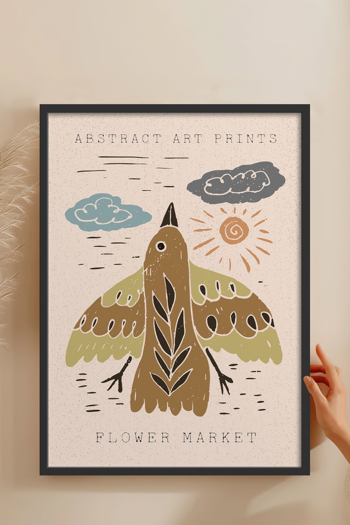 HOMEPACK Ahşap Çerçeveli Tablo Çerçeveli Poster Sanatsal Modern Duvar Dekoru FLOWER-42