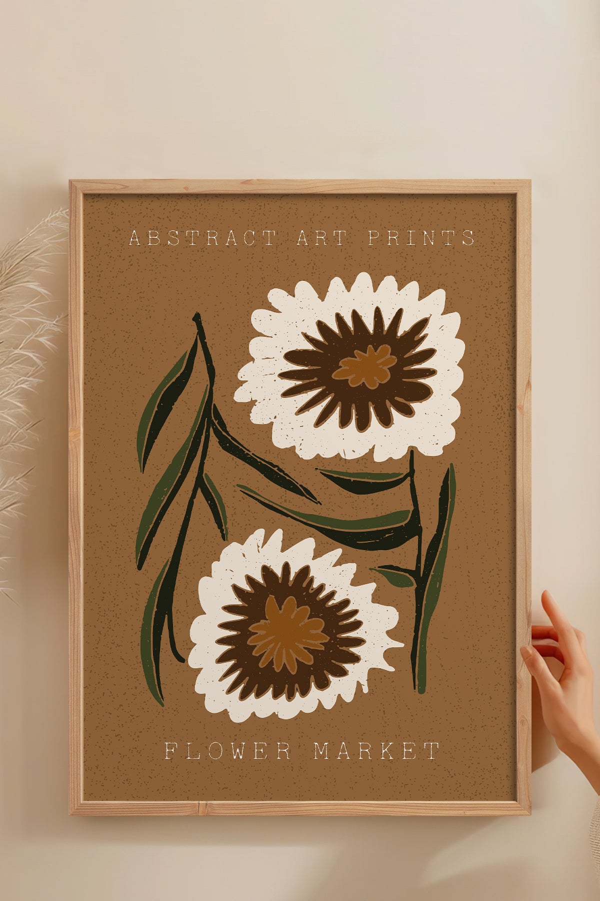 HOMEPACK Ahşap Çerçeveli Tablo Çerçeveli Poster Sanatsal Modern Duvar Dekoru FLOWER-44