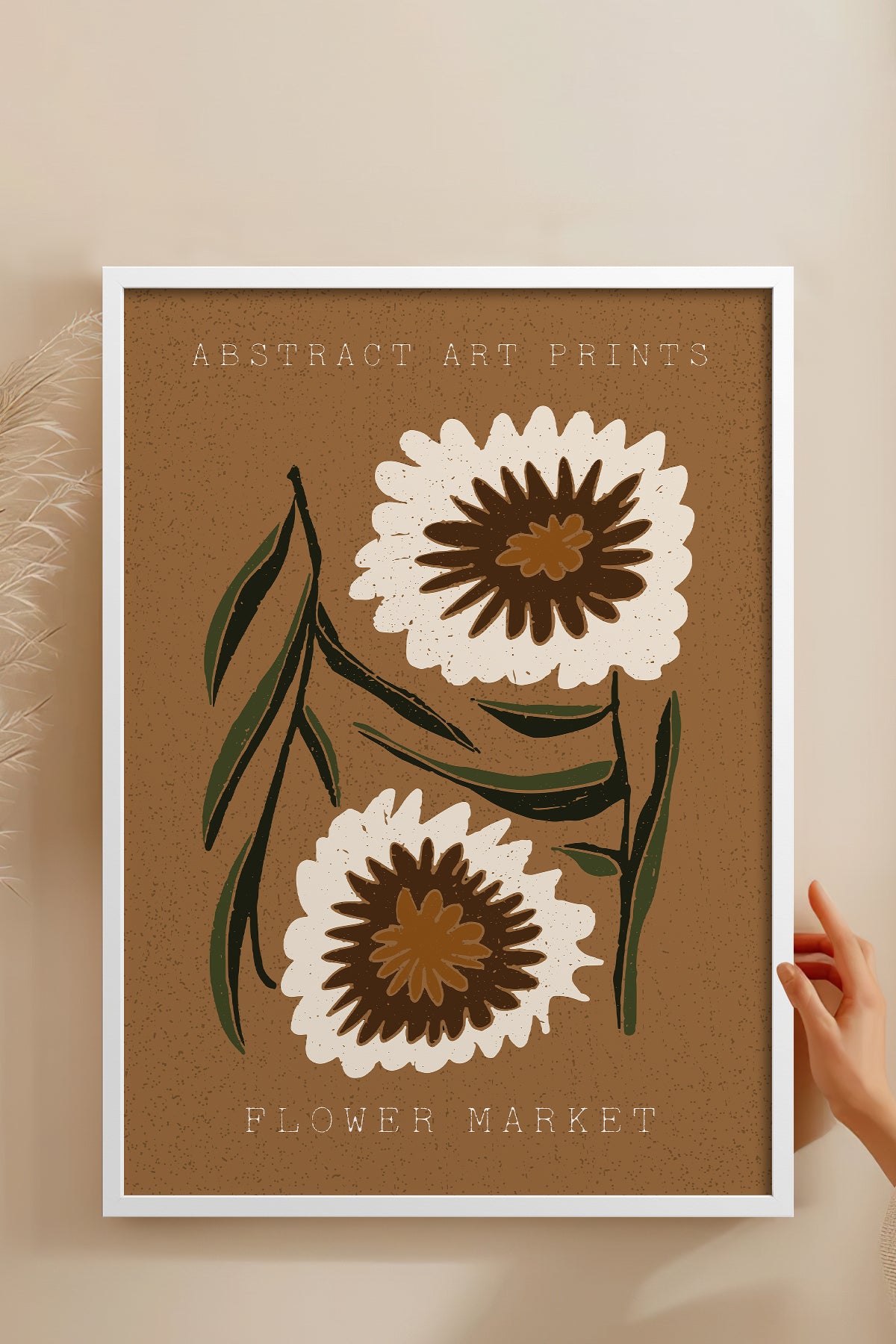 HOMEPACK Ahşap Çerçeveli Tablo Çerçeveli Poster Sanatsal Modern Duvar Dekoru FLOWER-44