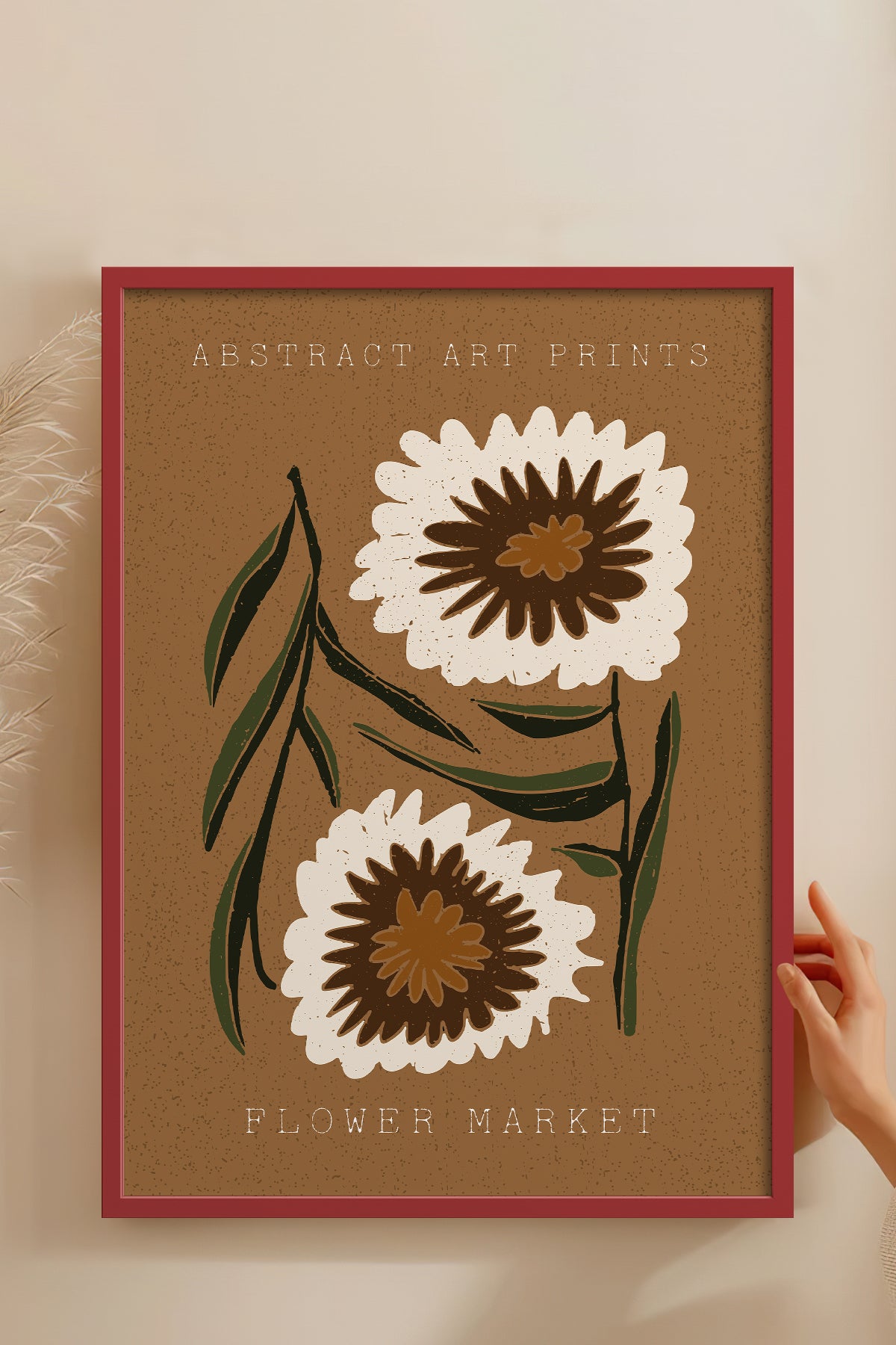 HOMEPACK Ahşap Çerçeveli Tablo Çerçeveli Poster Sanatsal Modern Duvar Dekoru FLOWER-44
