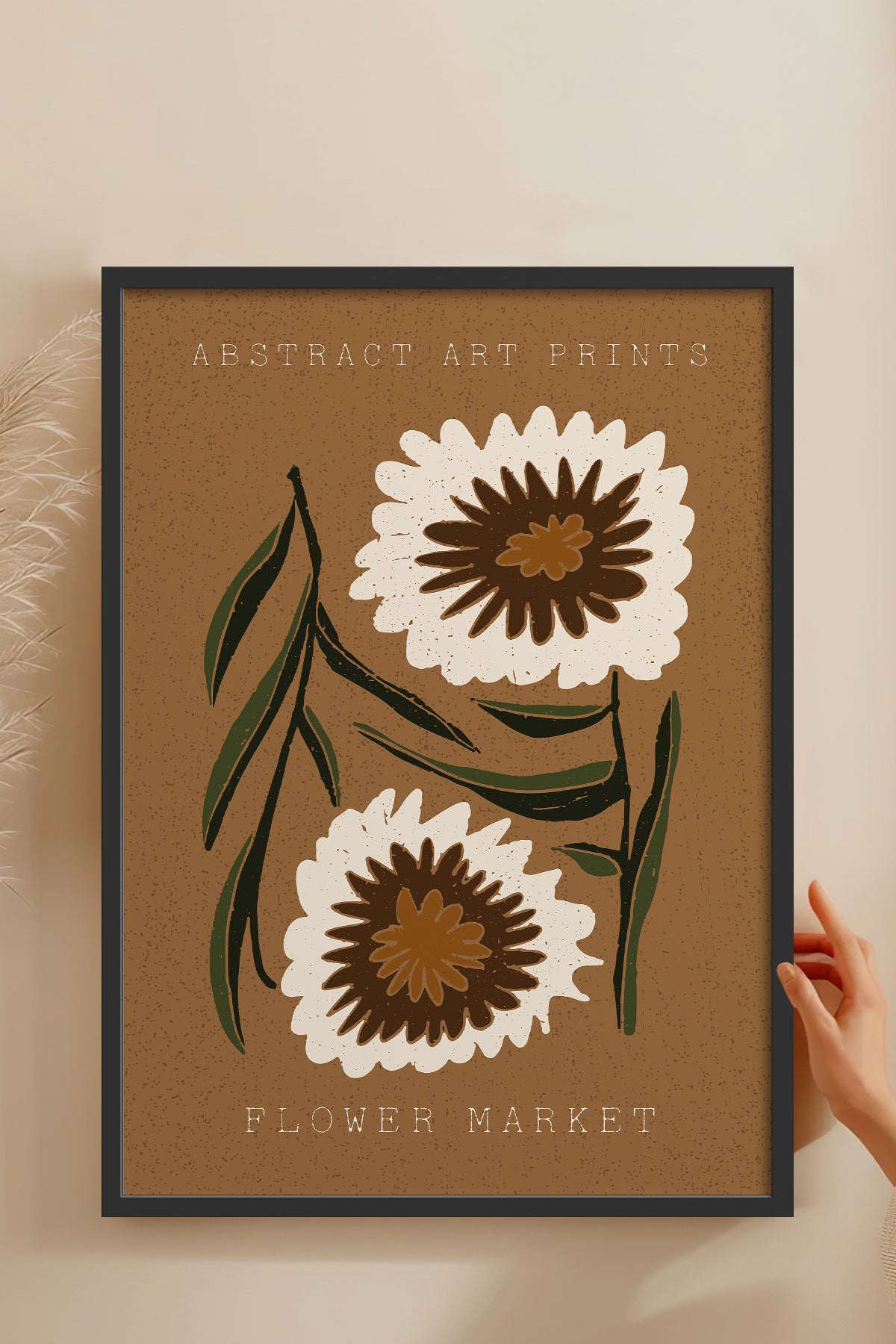 HOMEPACK Ahşap Çerçeveli Tablo Çerçeveli Poster Sanatsal Modern Duvar Dekoru FLOWER-44