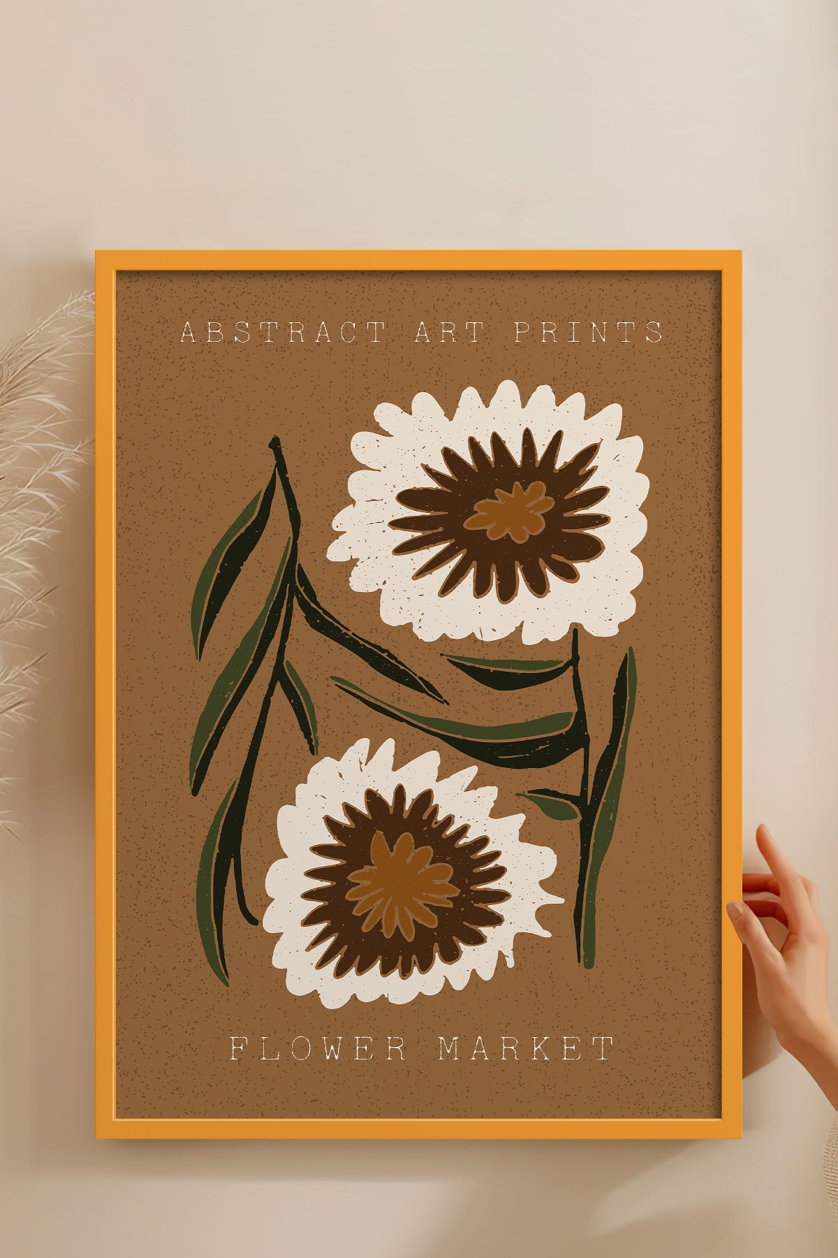 HOMEPACK Ahşap Çerçeveli Tablo Çerçeveli Poster Sanatsal Modern Duvar Dekoru FLOWER-44