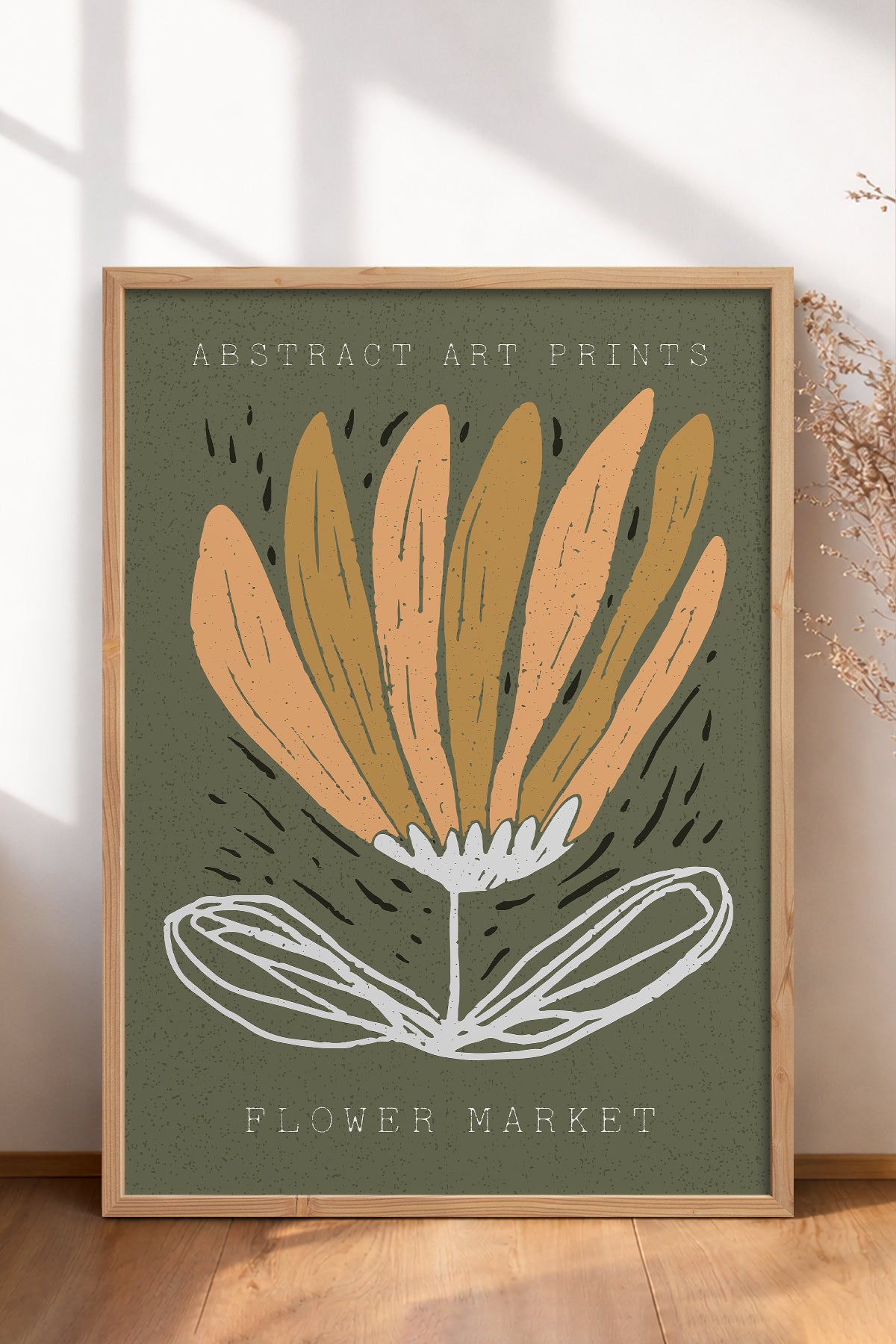 HOMEPACK Ahşap Çerçeveli Tablo Çerçeveli Poster Sanatsal Modern Duvar Dekoru FLOWER-45