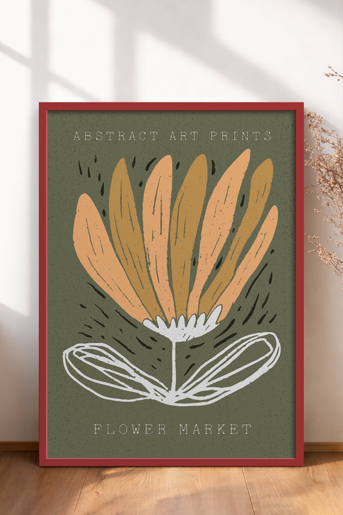 HOMEPACK Ahşap Çerçeveli Tablo Çerçeveli Poster Sanatsal Modern Duvar Dekoru FLOWER-45