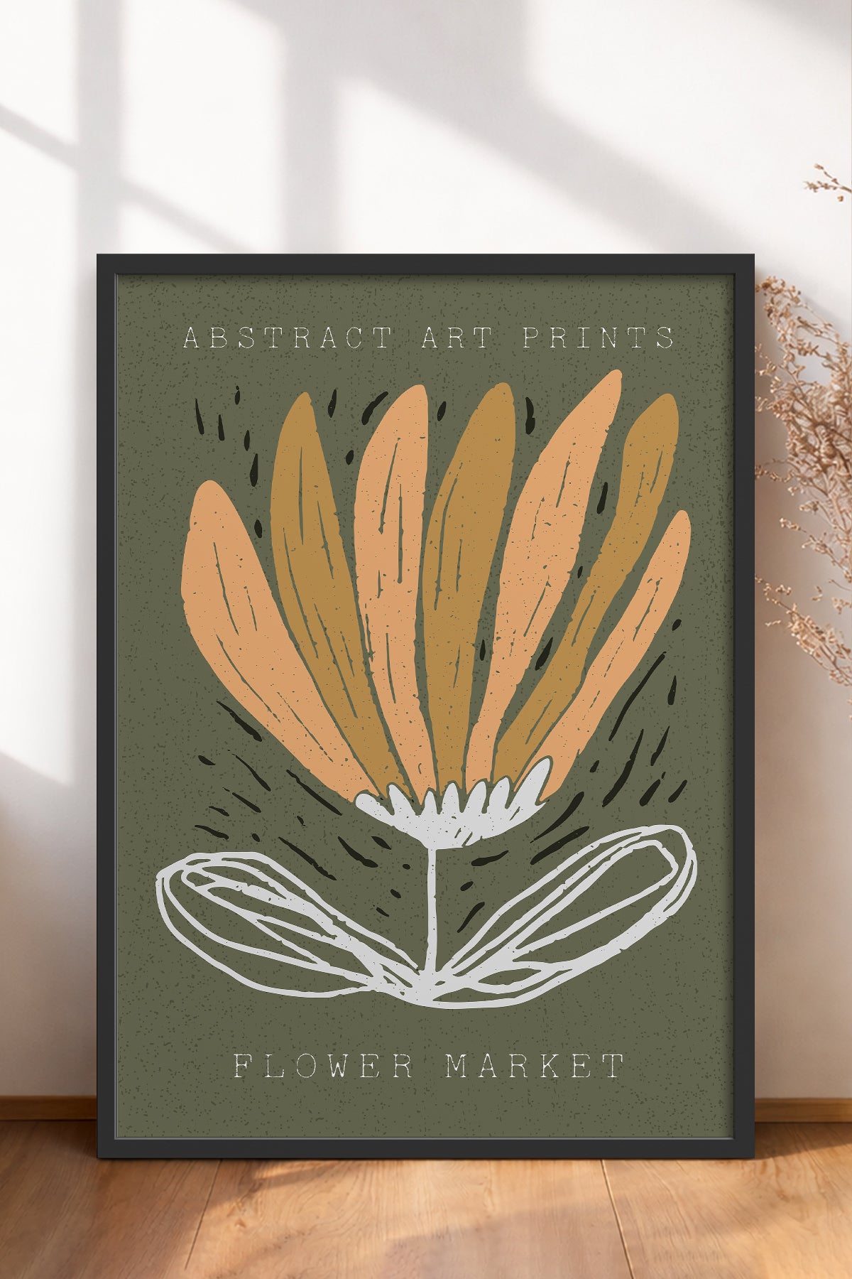 HOMEPACK Ahşap Çerçeveli Tablo Çerçeveli Poster Sanatsal Modern Duvar Dekoru FLOWER-45
