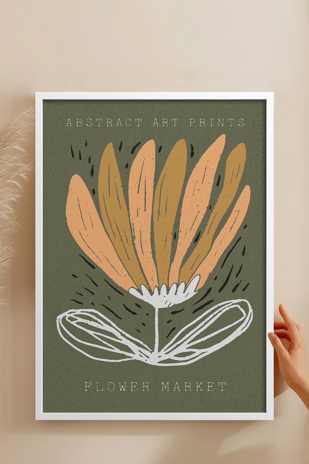 HOMEPACK Ahşap Çerçeveli Tablo Çerçeveli Poster Sanatsal Modern Duvar Dekoru FLOWER-45