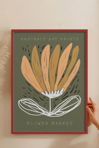 HOMEPACK Ahşap Çerçeveli Tablo Çerçeveli Poster Sanatsal Modern Duvar Dekoru FLOWER-45