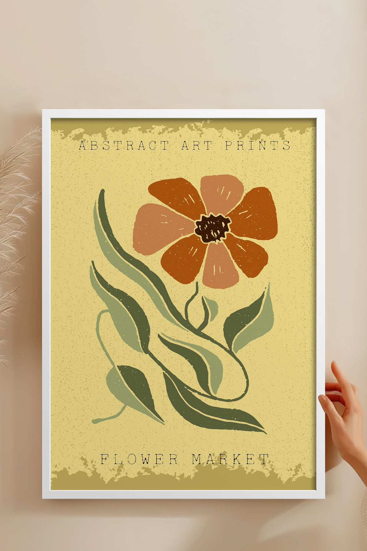 HOMEPACK Ahşap Çerçeveli Tablo Çerçeveli Poster Sanatsal Modern Duvar Dekoru FLOWER-47
