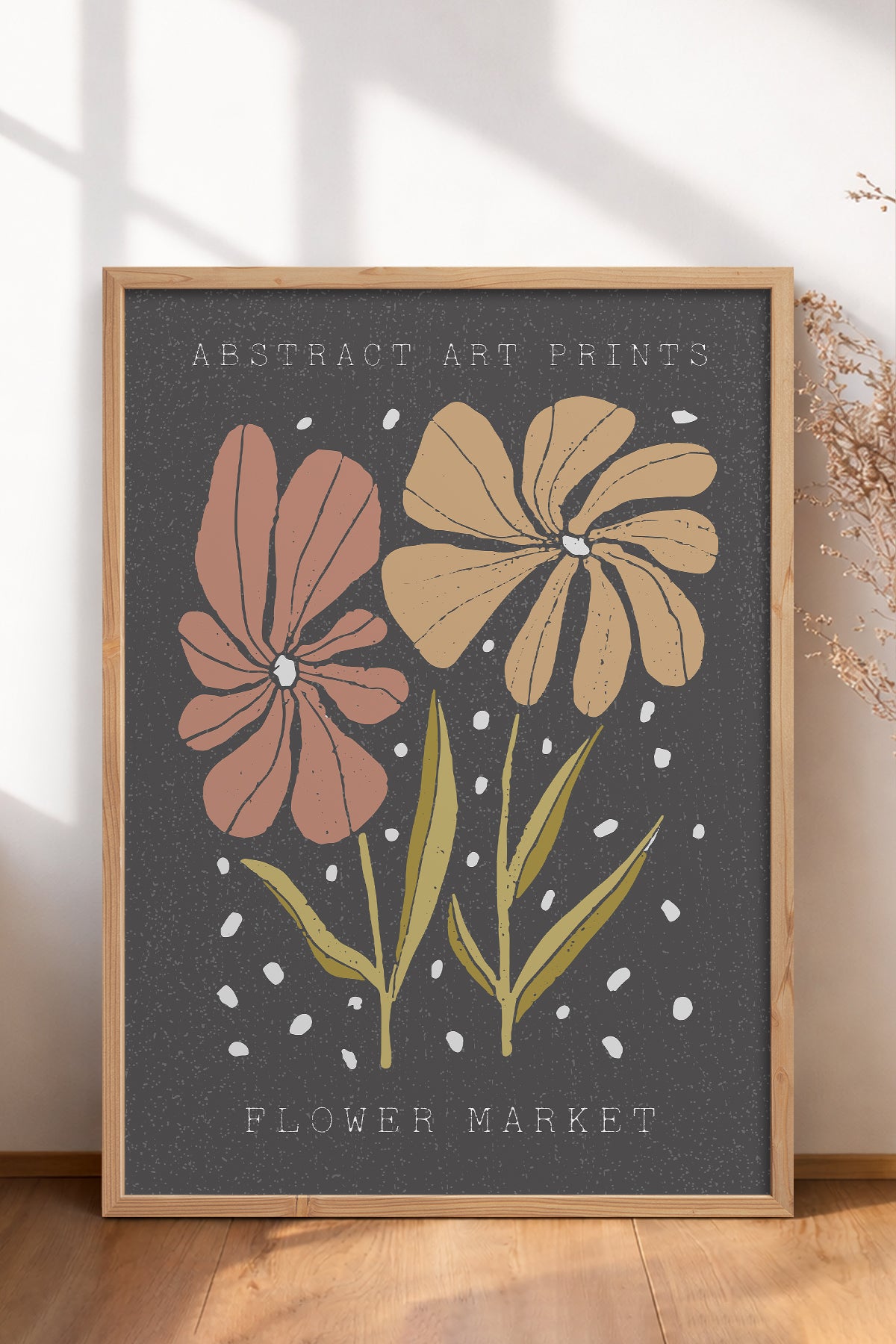 HOMEPACK Ahşap Çerçeveli Tablo Çerçeveli Poster Sanatsal Modern Duvar Dekoru FLOWER-49