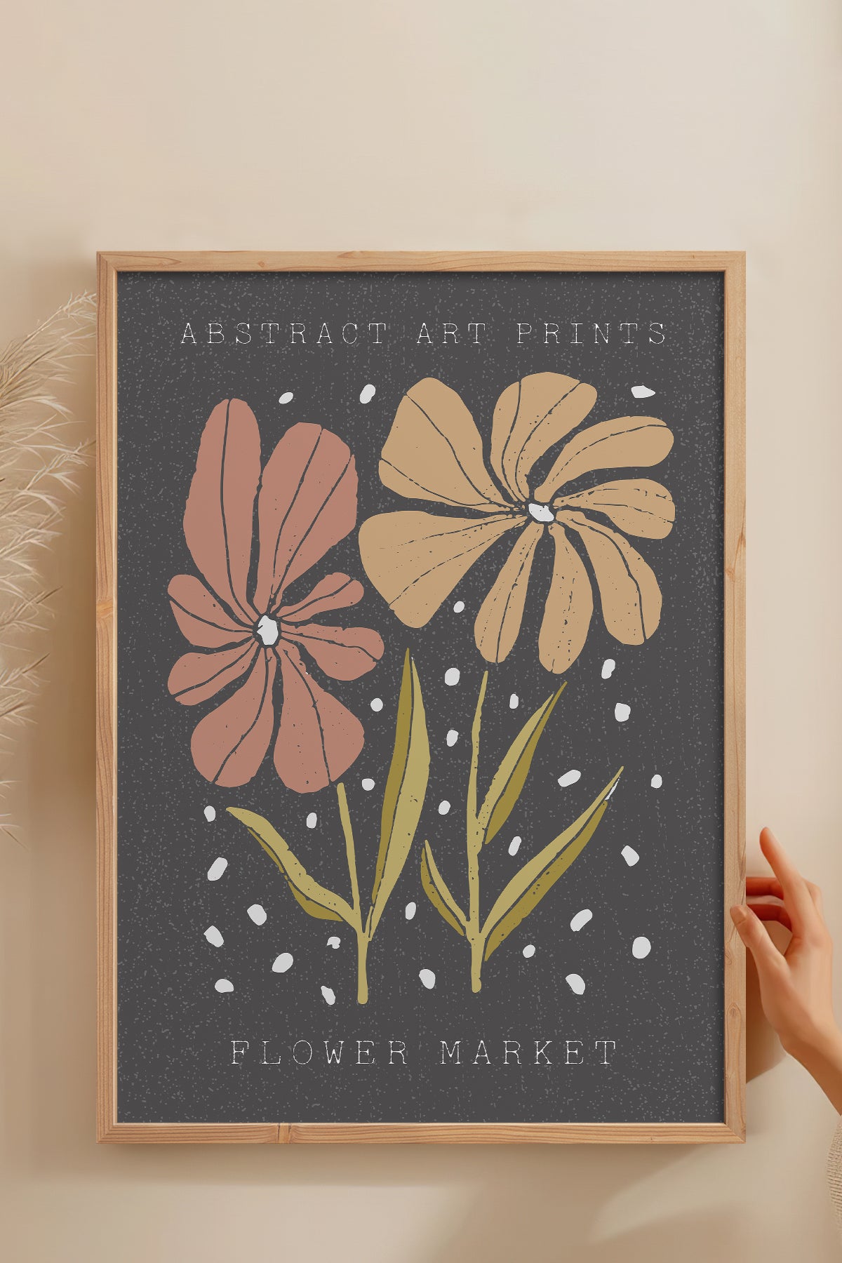 HOMEPACK Ahşap Çerçeveli Tablo Çerçeveli Poster Sanatsal Modern Duvar Dekoru FLOWER-49