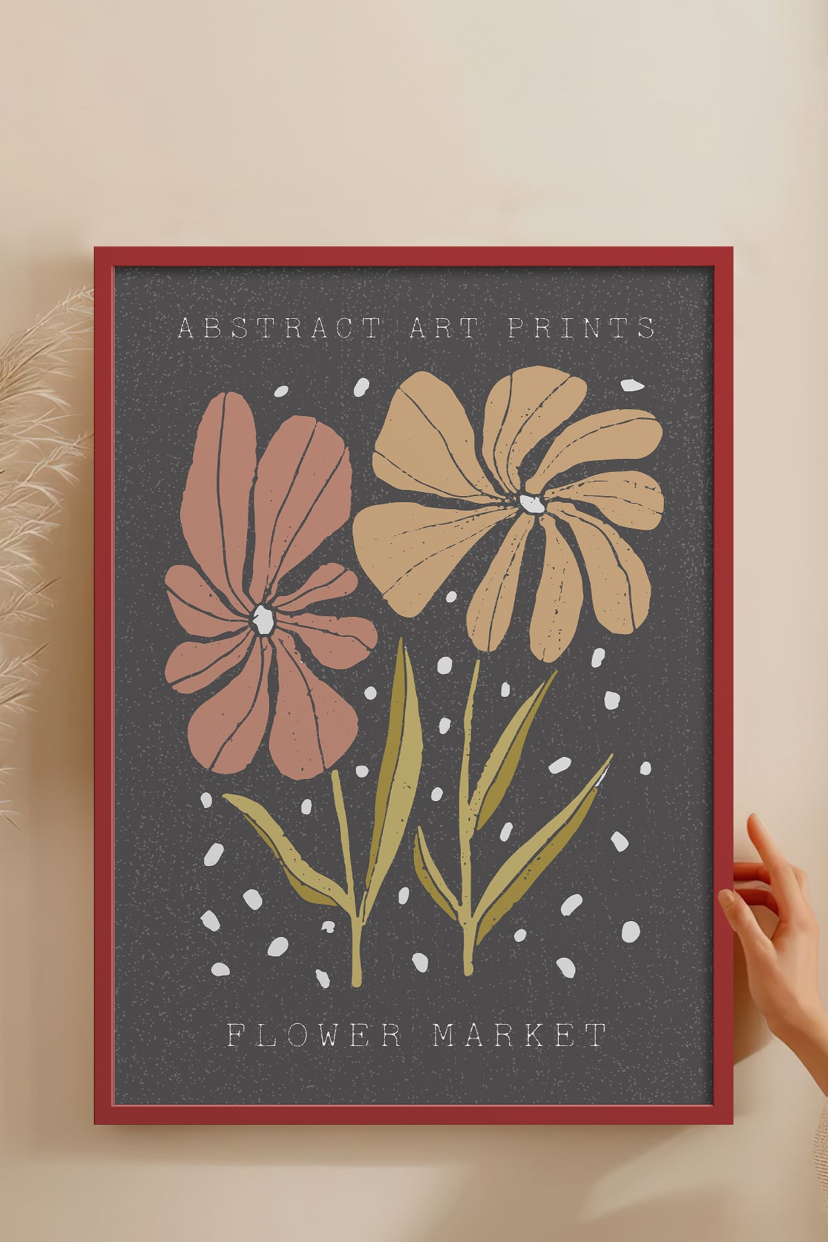 HOMEPACK Ahşap Çerçeveli Tablo Çerçeveli Poster Sanatsal Modern Duvar Dekoru FLOWER-49