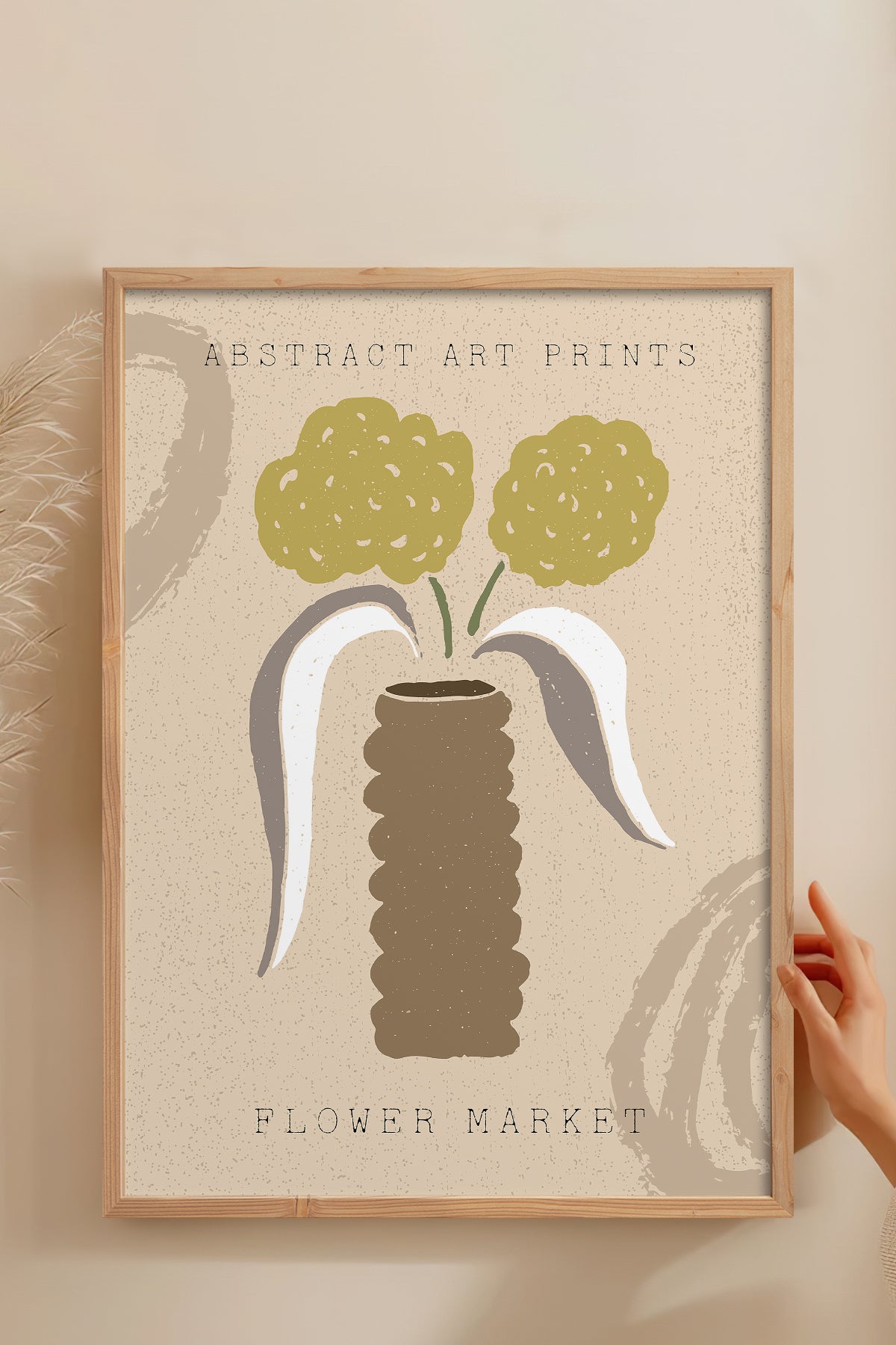 HOMEPACK Ahşap Çerçeveli Tablo Çerçeveli Poster Sanatsal Modern Duvar Dekoru FLOWER-52