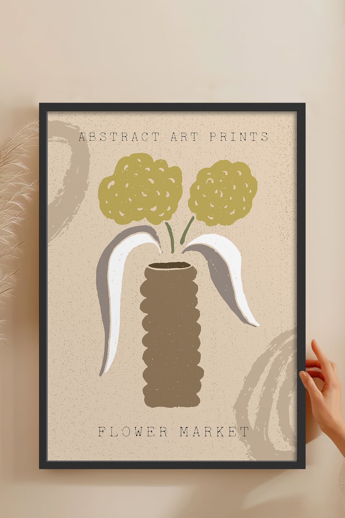 HOMEPACK Ahşap Çerçeveli Tablo Çerçeveli Poster Sanatsal Modern Duvar Dekoru FLOWER-52