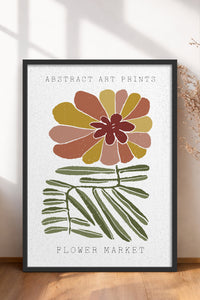 HOMEPACK Ahşap Çerçeveli Tablo Çerçeveli Poster Sanatsal Modern Duvar Dekoru FLOWER-53