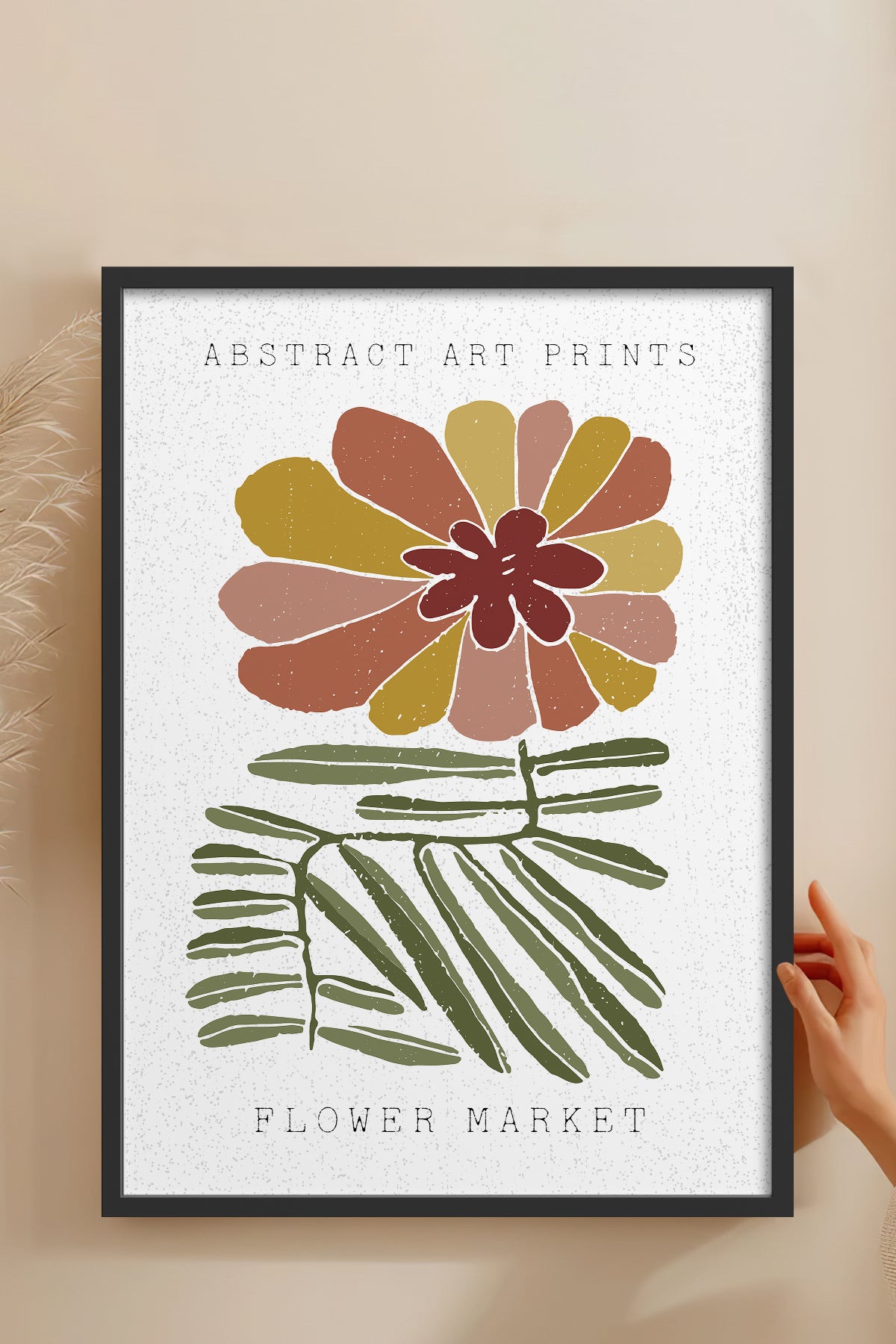 HOMEPACK Ahşap Çerçeveli Tablo Çerçeveli Poster Sanatsal Modern Duvar Dekoru FLOWER-53