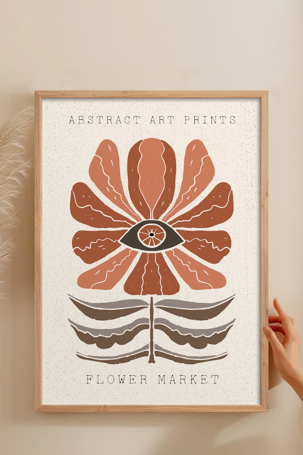 HOMEPACK Ahşap Çerçeveli Tablo Çerçeveli Poster Sanatsal Modern Duvar Dekoru FLOWER-54