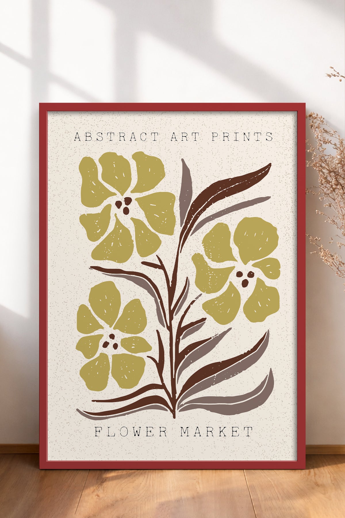 HOMEPACK Ahşap Çerçeveli Tablo Çerçeveli Poster Sanatsal Modern Duvar Dekoru FLOWER-56