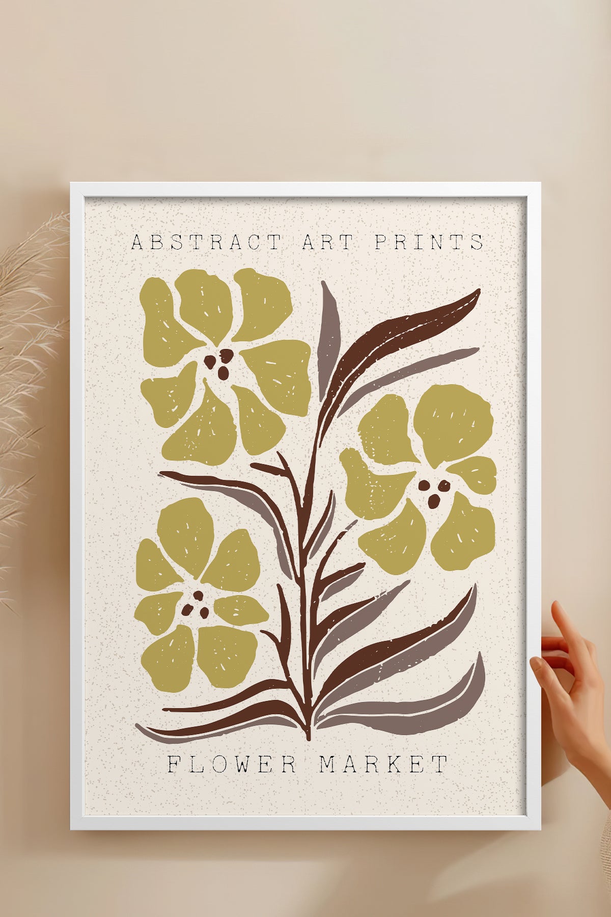 HOMEPACK Ahşap Çerçeveli Tablo Çerçeveli Poster Sanatsal Modern Duvar Dekoru FLOWER-56
