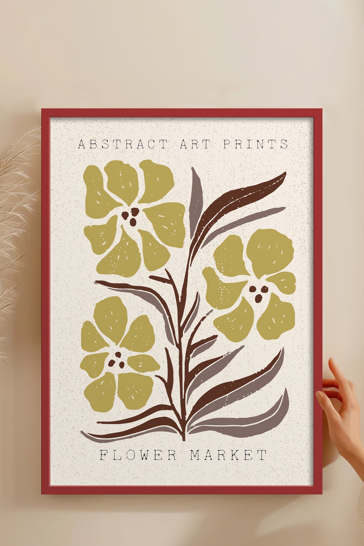 HOMEPACK Ahşap Çerçeveli Tablo Çerçeveli Poster Sanatsal Modern Duvar Dekoru FLOWER-56