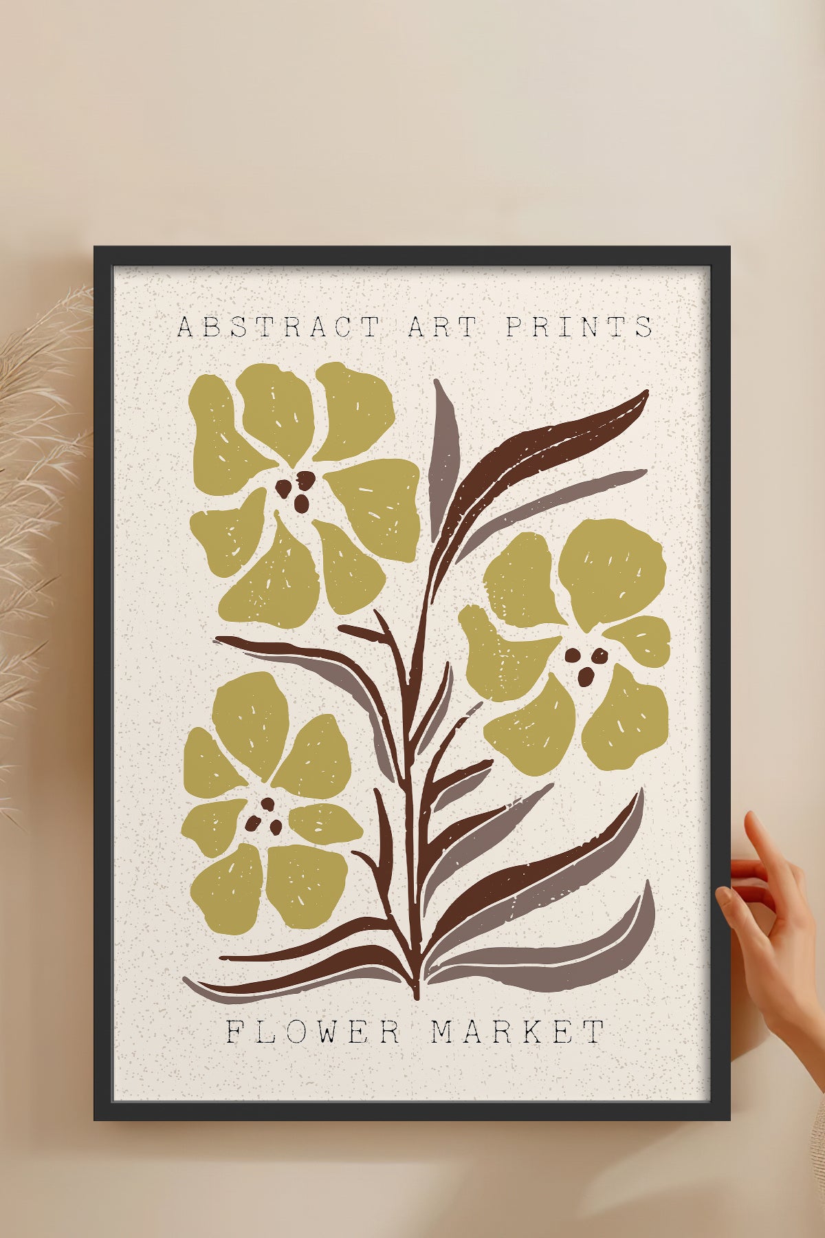 HOMEPACK Ahşap Çerçeveli Tablo Çerçeveli Poster Sanatsal Modern Duvar Dekoru FLOWER-56