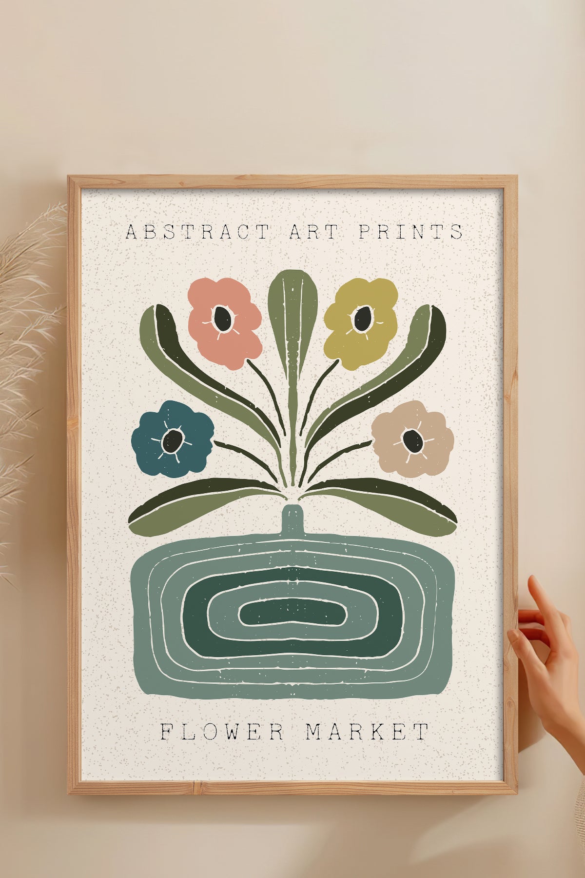 HOMEPACK Ahşap Çerçeveli Tablo Çerçeveli Poster Sanatsal Modern Duvar Dekoru FLOWER-60