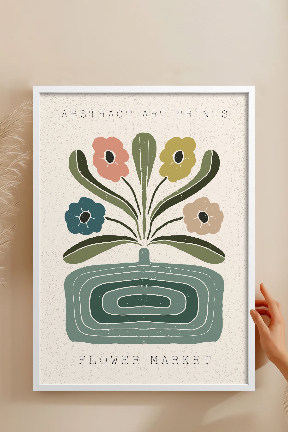 HOMEPACK Ahşap Çerçeveli Tablo Çerçeveli Poster Sanatsal Modern Duvar Dekoru FLOWER-60