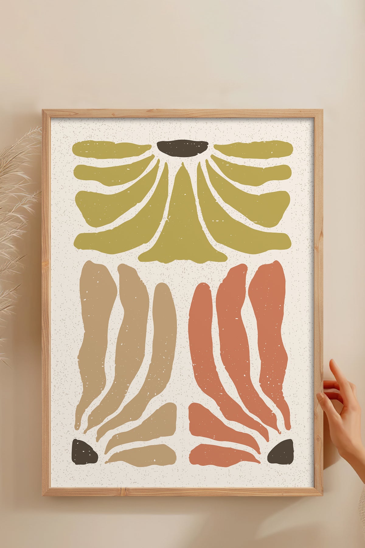 HOMEPACK Ahşap Çerçeveli Tablo Çerçeveli Poster Sanatsal Modern Duvar Dekoru FLOWER-63