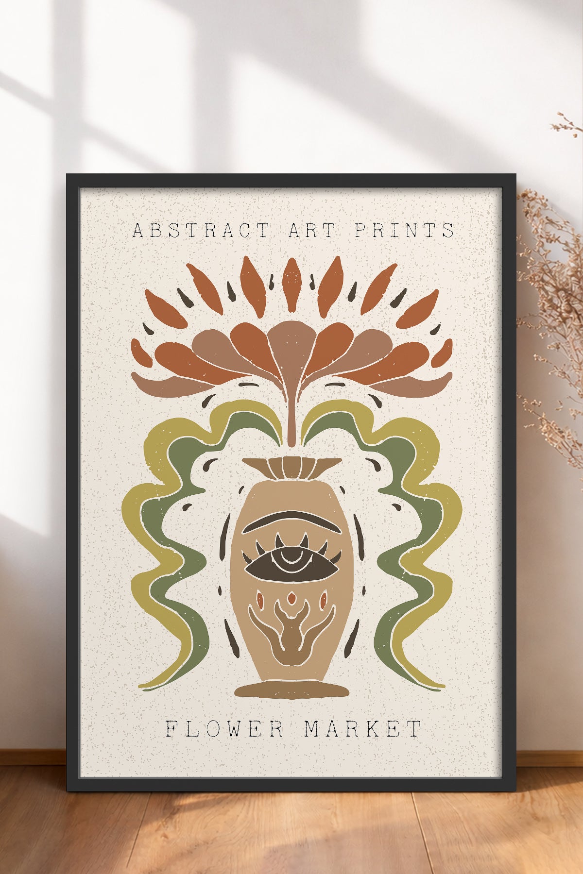 HOMEPACK Ahşap Çerçeveli Tablo Çerçeveli Poster Sanatsal Modern Duvar Dekoru FLOWER-64