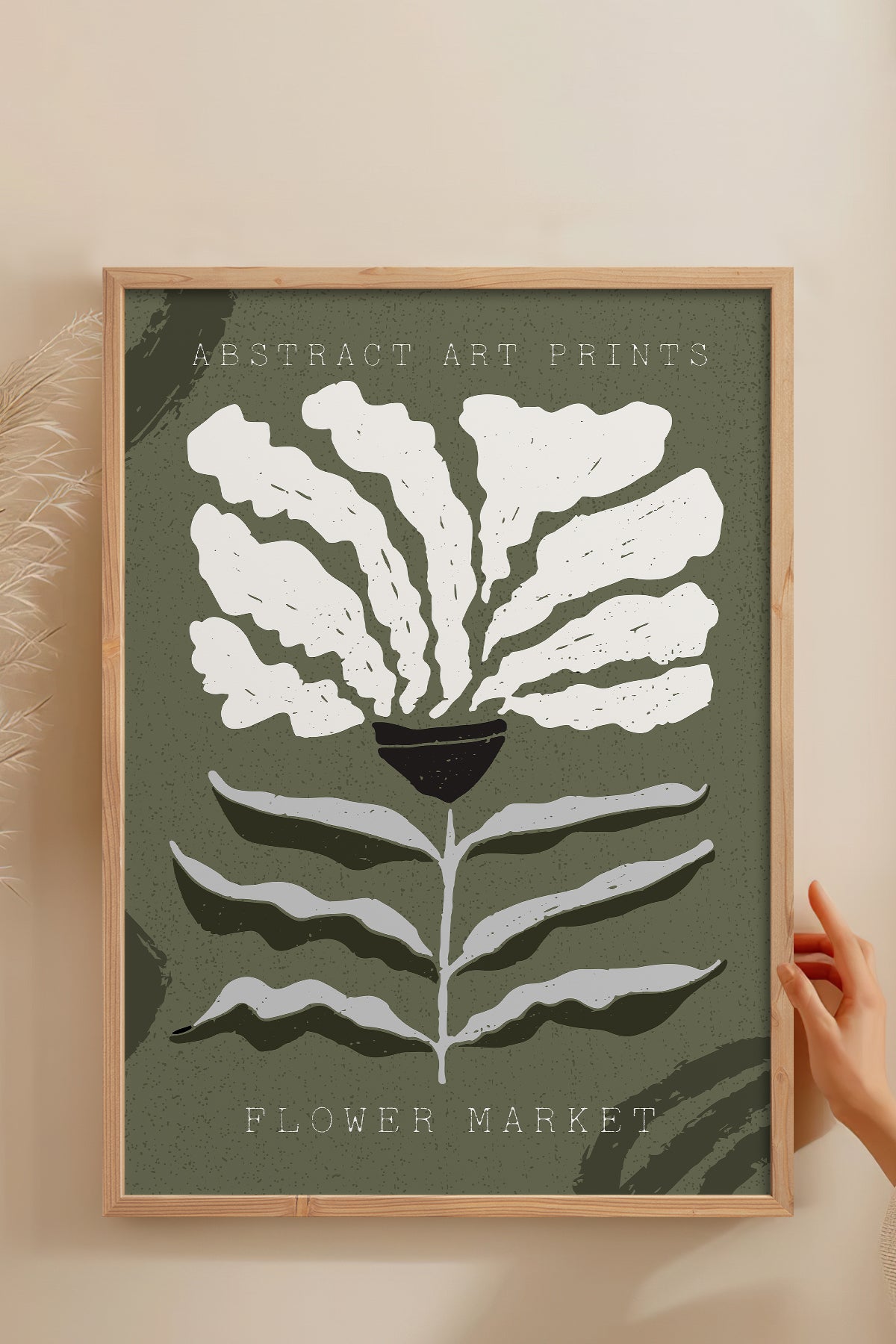 HOMEPACK Ahşap Çerçeveli Tablo Çerçeveli Poster Sanatsal Modern Duvar Dekoru FLOWER-65