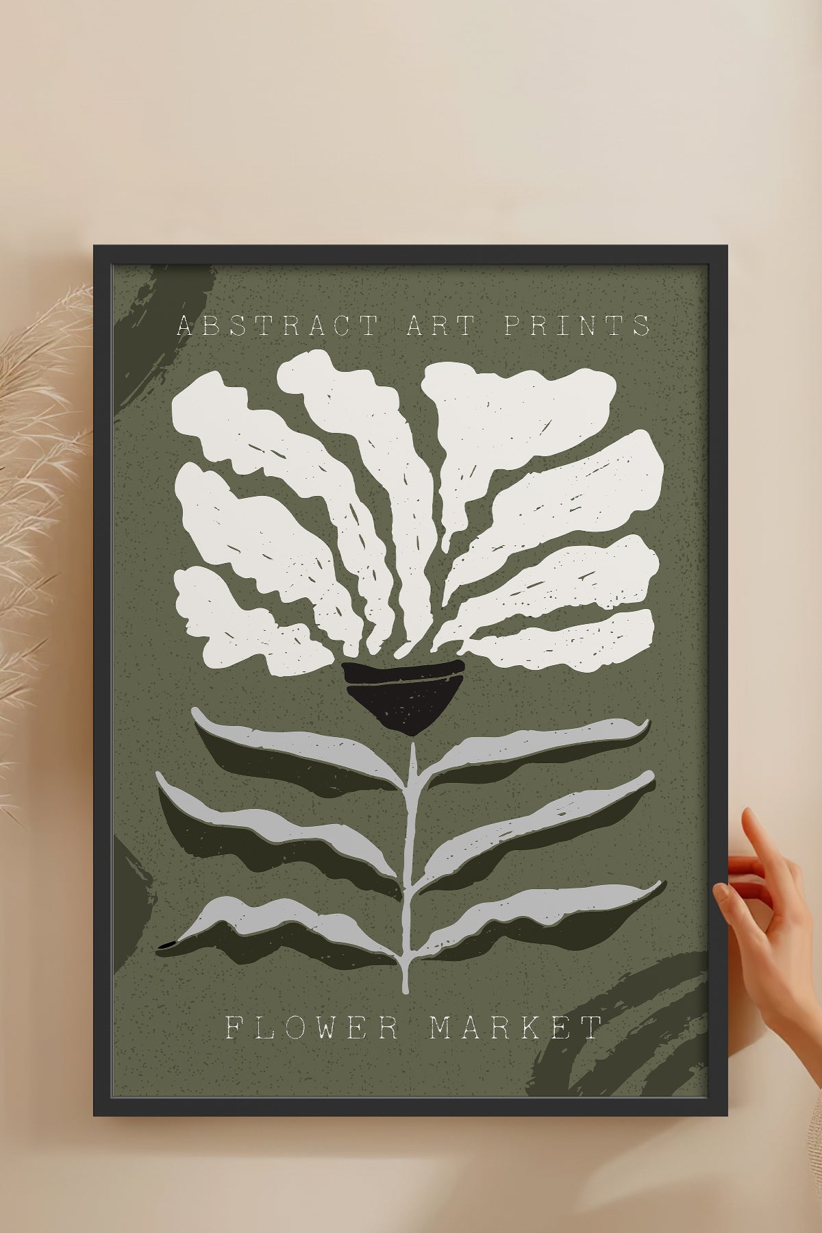 HOMEPACK Ahşap Çerçeveli Tablo Çerçeveli Poster Sanatsal Modern Duvar Dekoru FLOWER-65