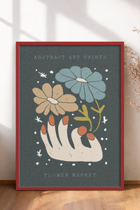 HOMEPACK Ahşap Çerçeveli Tablo Çerçeveli Poster Sanatsal Modern Duvar Dekoru FLOWER-69