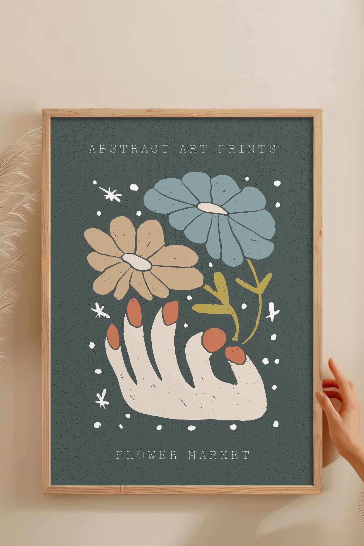 HOMEPACK Ahşap Çerçeveli Tablo Çerçeveli Poster Sanatsal Modern Duvar Dekoru FLOWER-69