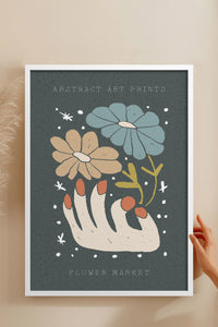 HOMEPACK Ahşap Çerçeveli Tablo Çerçeveli Poster Sanatsal Modern Duvar Dekoru FLOWER-69