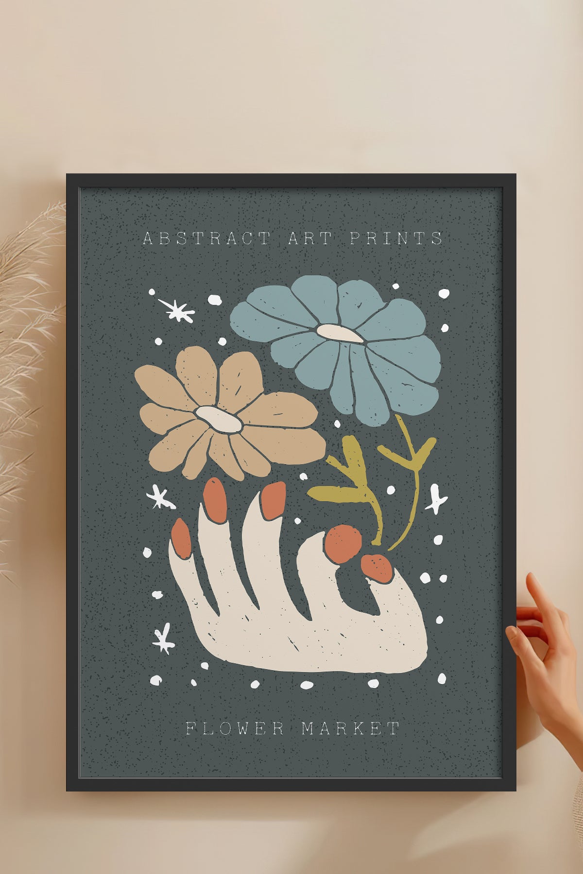 HOMEPACK Ahşap Çerçeveli Tablo Çerçeveli Poster Sanatsal Modern Duvar Dekoru FLOWER-69