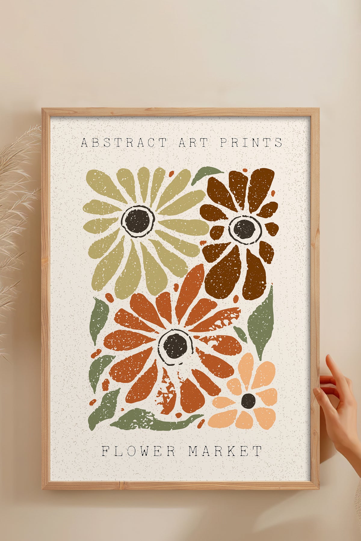 HOMEPACK Ahşap Çerçeveli Tablo Çerçeveli Poster Sanatsal Modern Duvar Dekoru FLOWER-78