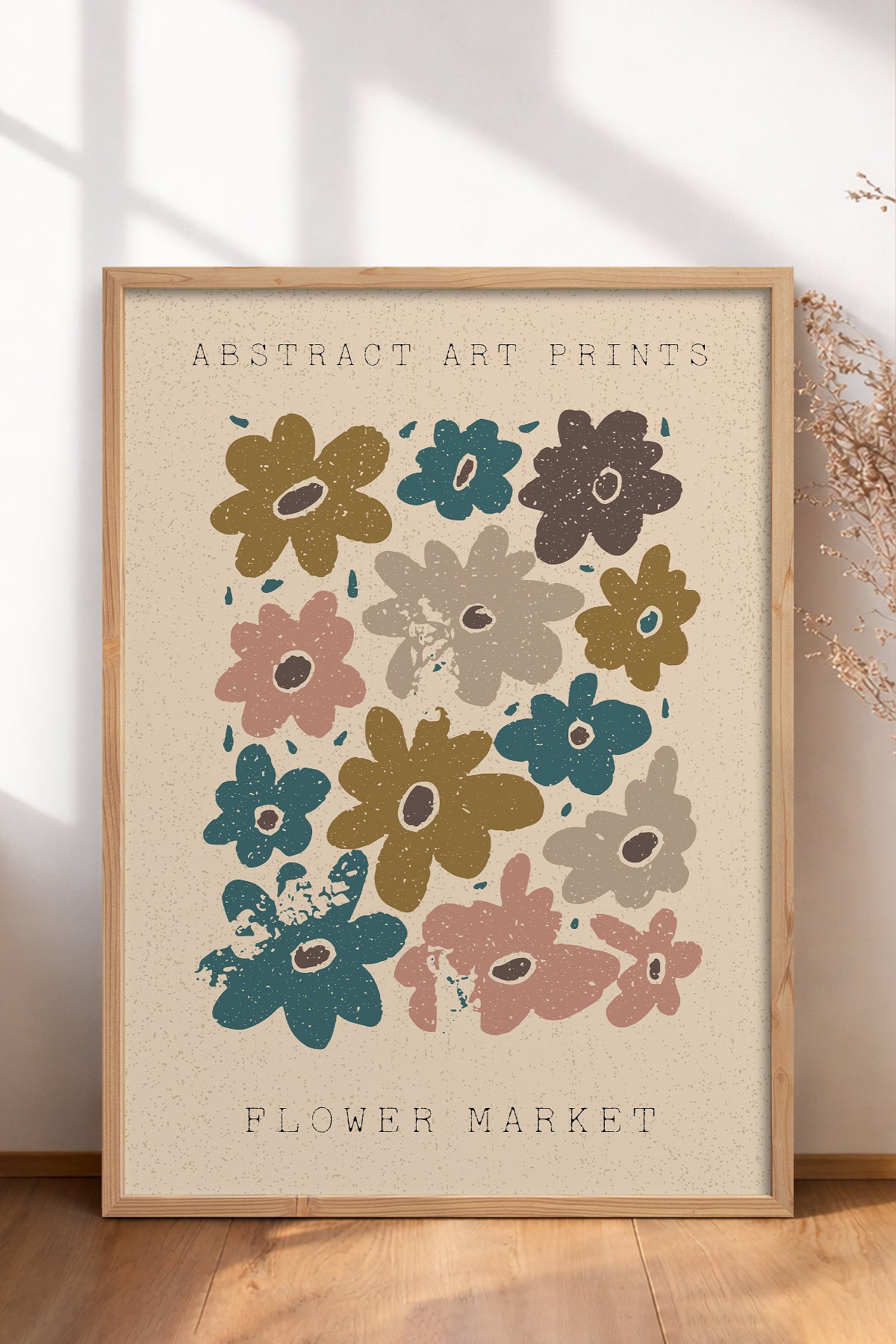 HOMEPACK Ahşap Çerçeveli Tablo Çerçeveli Poster Sanatsal Modern Duvar Dekoru FLOWER-83