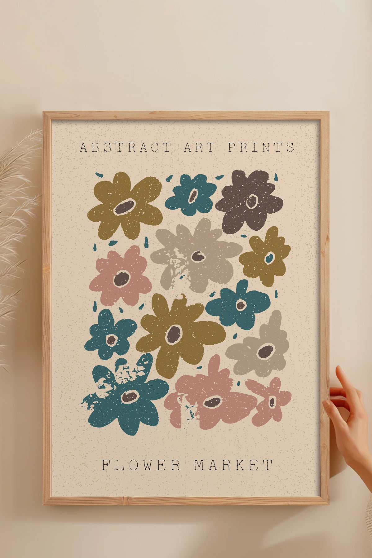 HOMEPACK Ahşap Çerçeveli Tablo Çerçeveli Poster Sanatsal Modern Duvar Dekoru FLOWER-83