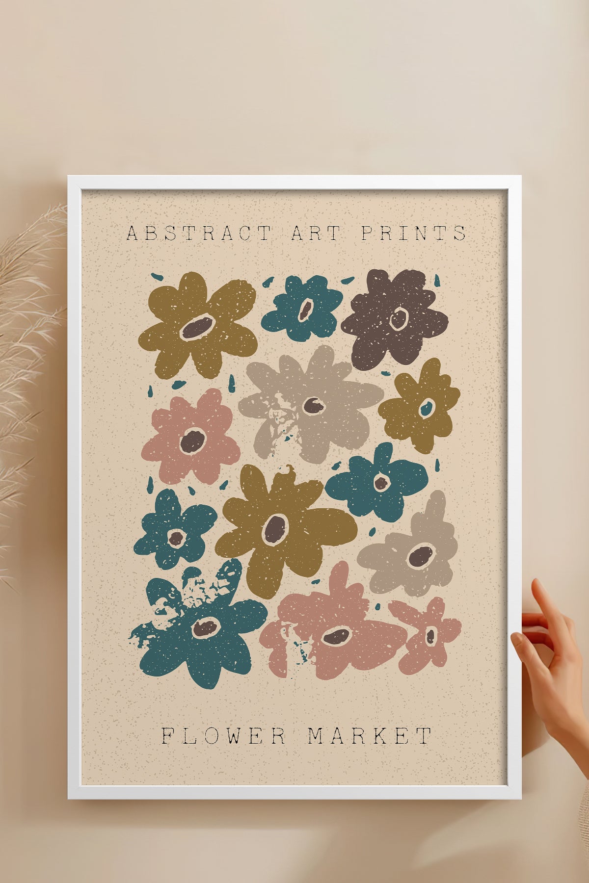 HOMEPACK Ahşap Çerçeveli Tablo Çerçeveli Poster Sanatsal Modern Duvar Dekoru FLOWER-83