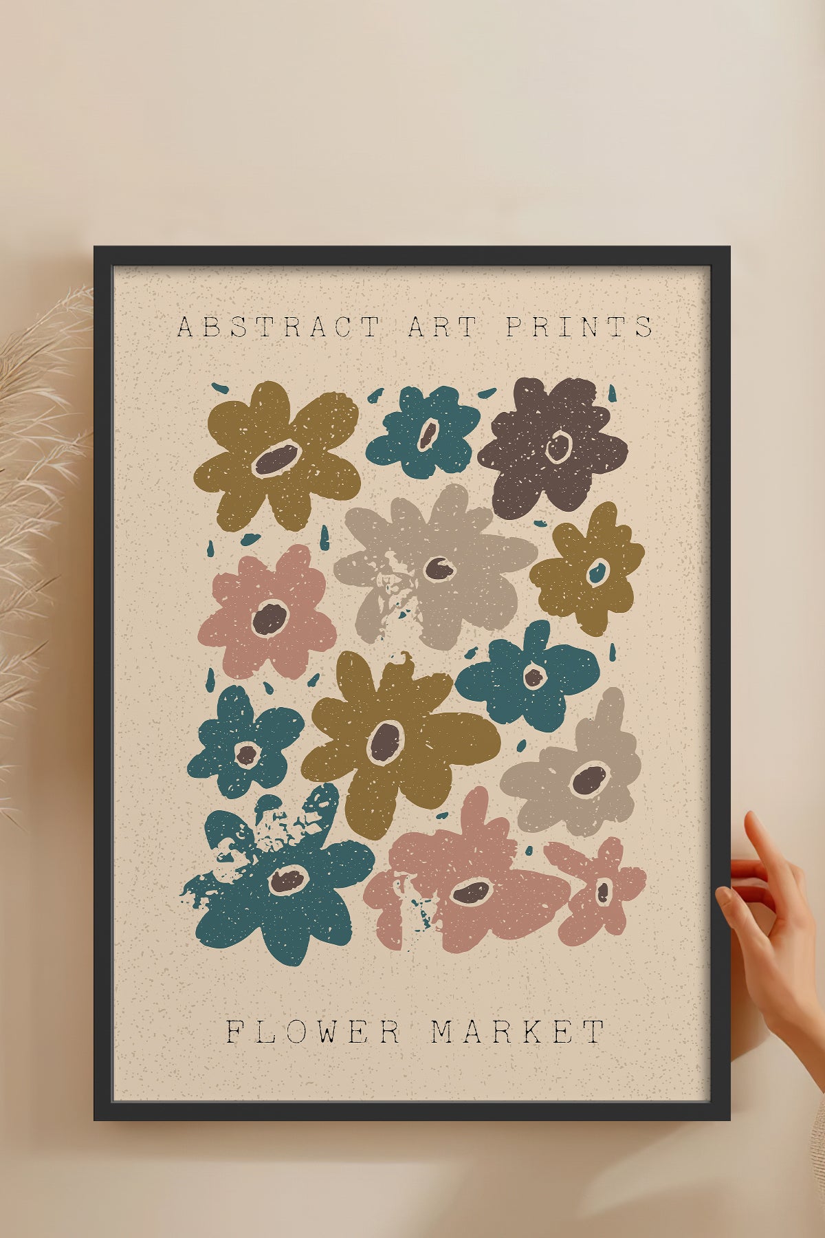 HOMEPACK Ahşap Çerçeveli Tablo Çerçeveli Poster Sanatsal Modern Duvar Dekoru FLOWER-83