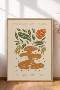 HOMEPACK Ahşap Çerçeveli Tablo Çerçeveli Poster Sanatsal Modern Duvar Dekoru FLOWER-84