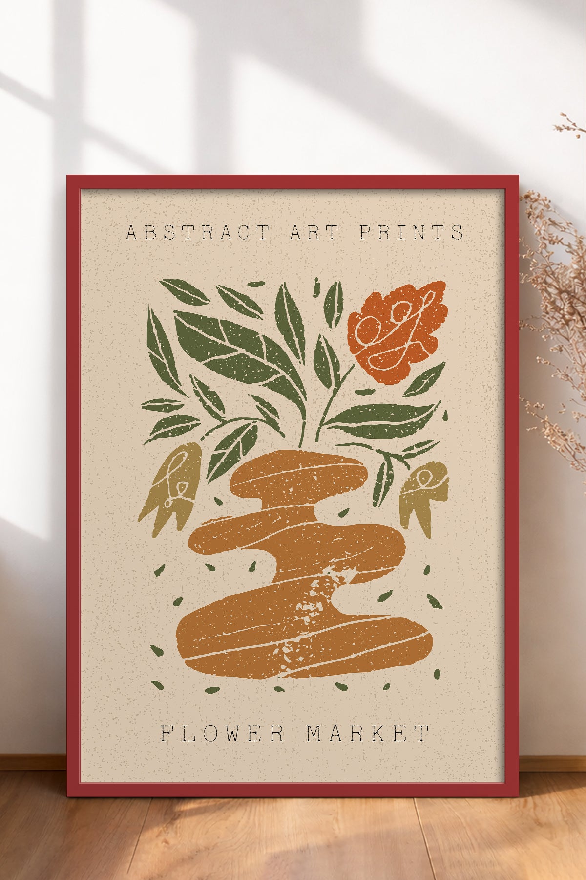 HOMEPACK Ahşap Çerçeveli Tablo Çerçeveli Poster Sanatsal Modern Duvar Dekoru FLOWER-84