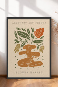 HOMEPACK Ahşap Çerçeveli Tablo Çerçeveli Poster Sanatsal Modern Duvar Dekoru FLOWER-84