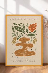 HOMEPACK Ahşap Çerçeveli Tablo Çerçeveli Poster Sanatsal Modern Duvar Dekoru FLOWER-84