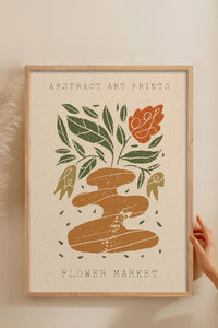 HOMEPACK Ahşap Çerçeveli Tablo Çerçeveli Poster Sanatsal Modern Duvar Dekoru FLOWER-84