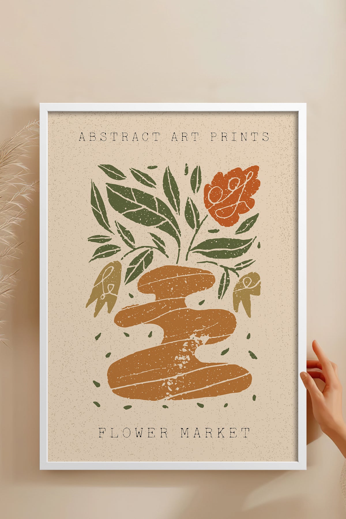 HOMEPACK Ahşap Çerçeveli Tablo Çerçeveli Poster Sanatsal Modern Duvar Dekoru FLOWER-84
