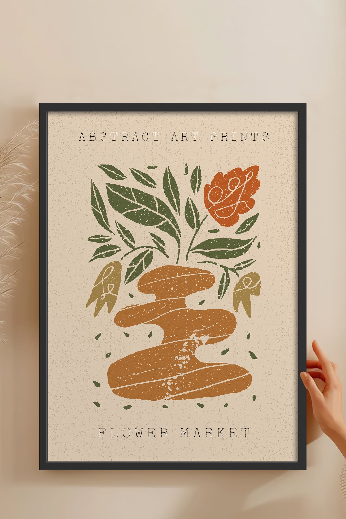 HOMEPACK Ahşap Çerçeveli Tablo Çerçeveli Poster Sanatsal Modern Duvar Dekoru FLOWER-84