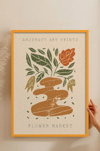 HOMEPACK Ahşap Çerçeveli Tablo Çerçeveli Poster Sanatsal Modern Duvar Dekoru FLOWER-84